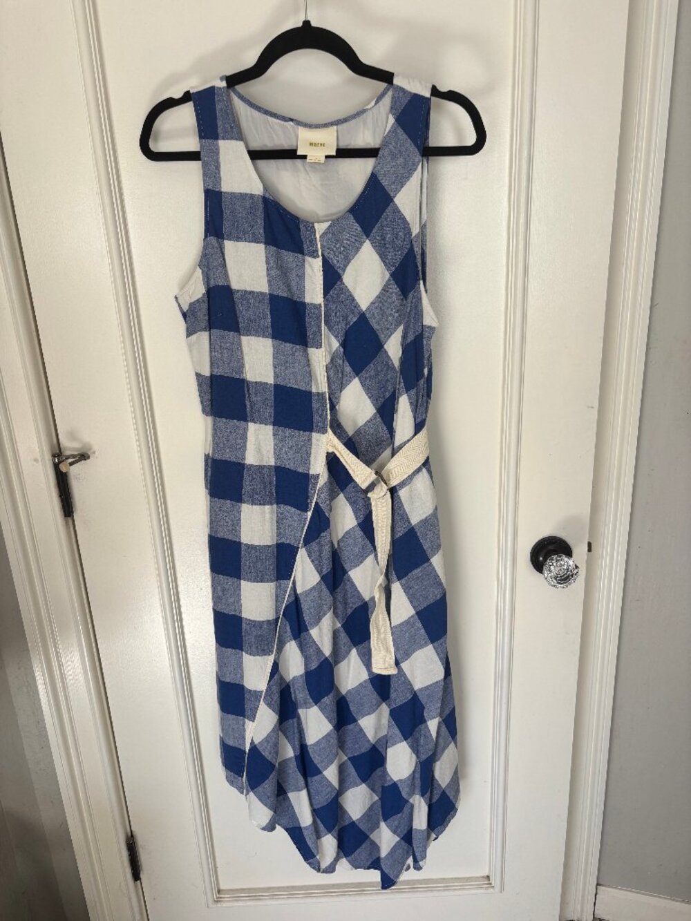 Maeve Sleeveless Assymetric Gingham Check Dress (L)